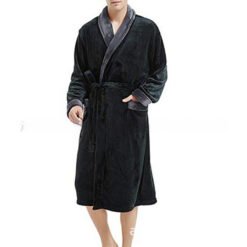 Alternative view of Men's Large Size Bathrobe Long Sleeve Nightgown