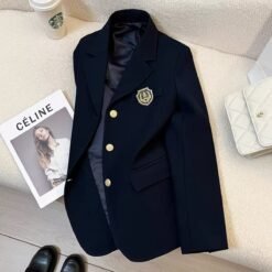 Springautumn Korean Style Navy Blazer For Women