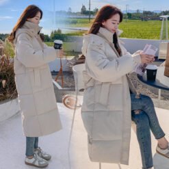 Loose Mid-length Puffer Down Jacket For Women - Beige, L