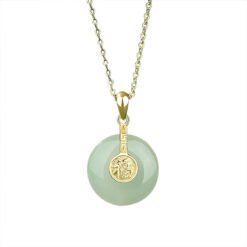 Alternative view of The New Nafu Peace Button And Field Jade Necklace Female Retro Chinese Style Fu Character 18K Gold Collarbone Chain Country Tide Sterling Silver