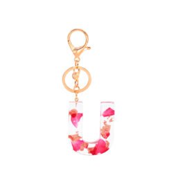 Petal Resin Keychain English Alphabet Pendant - U