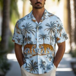 Fashion Casual Print Hawaiian Shirts For Men - Style 2, XL