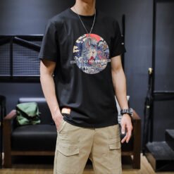 Large size T-shirt print T-shirt - black, XL