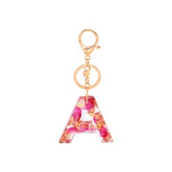 Petal Resin Keychain English Alphabet Pendant - A