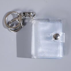 Mini Photo Album Keychain Pocket Interstitial Photo Album ID Photo - White, 1inch