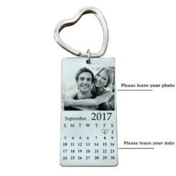 Alternative view of Customized Stainless Steel Photo Calendar Keychain To Burn ID Dog Tag Charm Pendant Key Chain Dropshipping