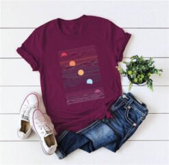 Women's oversized printed T-shirt - Wine Red, XL