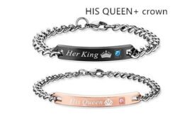 Couple Bracelet Titanium Steel Couple Rose Gold Black Bracelet - B