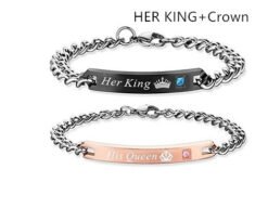 Couple Bracelet Titanium Steel Couple Rose Gold Black Bracelet - A