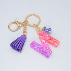 Resin Purple Epoxy English Keychain - N