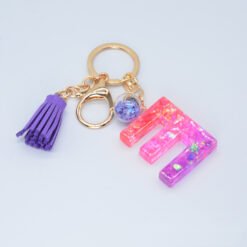 Resin Purple Epoxy English Keychain - E