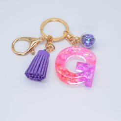 Resin Purple Epoxy English Keychain - G