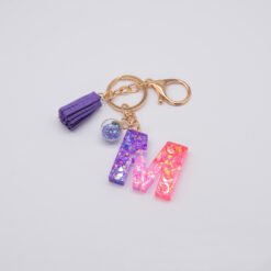 Resin Purple Epoxy English Keychain - M