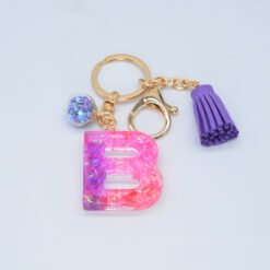 Resin Purple Epoxy English Keychain - B