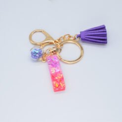Resin Purple Epoxy English Keychain - I