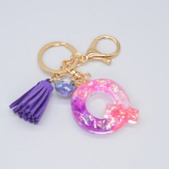 Resin Purple Epoxy English Keychain - Q