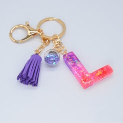 Resin Purple Epoxy English Keychain - L