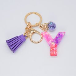 Resin Purple Epoxy English Keychain - Y