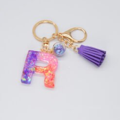 Resin Purple Epoxy English Keychain - R