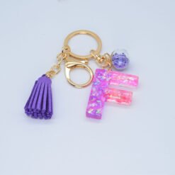Resin Purple Epoxy English Keychain - F