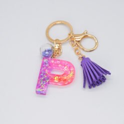 Resin Purple Epoxy English Keychain - P
