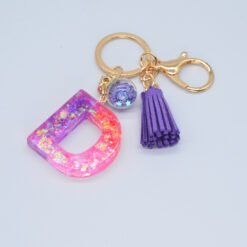 Resin Purple Epoxy English Keychain - D