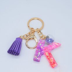 Resin Purple Epoxy English Keychain - K