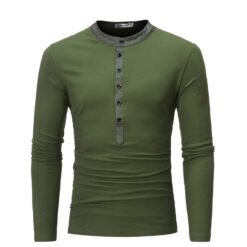 Young Men Fake Two Long Casual T-Shirts - Green, XL