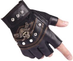 Hip hop Break Dancing Sport Riding Skull Gloves - Black, 0ne size