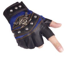 Hip hop Break Dancing Sport Riding Skull Gloves - Blue, 0ne size