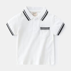 Boys' T-Shirt Summer Polo Shirt - White, 90cm