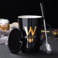 Creative Ceramic Mug With Last Name Letter Mug - W