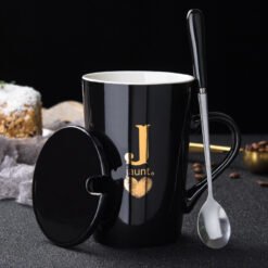 Creative Ceramic Mug With Last Name Letter Mug - J