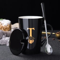 Creative Ceramic Mug With Last Name Letter Mug - T