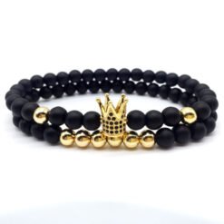 Micro Zircon Crown Bracelet Couple Bracelet - Gold