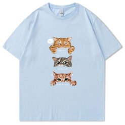 Funny Graphic Printed T-shirt Pure Cotton - Light Blue, XXL