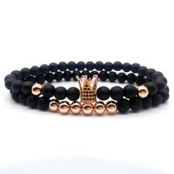 Micro Zircon Crown Bracelet Couple Bracelet - Rose gold
