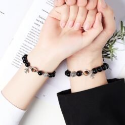 Alternative view of Obsidian Couple Bracelet