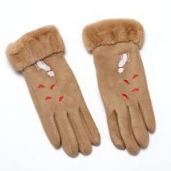 Gloves women winter suede gloves - Khaki, One size