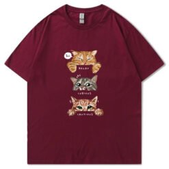 Funny Graphic Printed T-shirt Pure Cotton - Wine Red, XXL