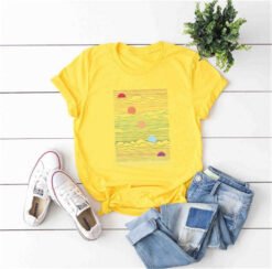 Women's oversized printed T-shirt - Yellow, L