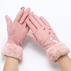 Gloves women winter suede gloves - Pink, One size