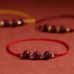 Men's And Women's Fashion Lucky Woven Natural Cinnabar Charm Bracelet