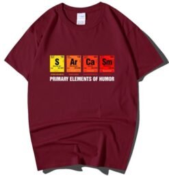 Men's Funny T-shirt Short Sleeve - Wine Red, L