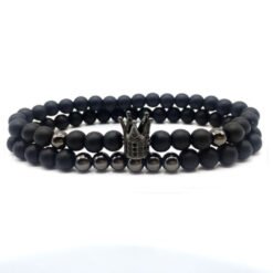 Micro Zircon Crown Bracelet Couple Bracelet - Black