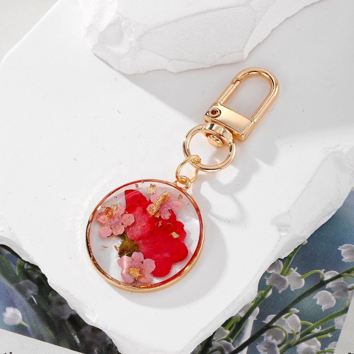 Gladiolus Dried Flower Keychain Creative Resin - Image 5