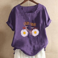 Floral print T-shirt - Purple, 3XL