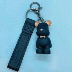 Resin Bow Tie Bear Doll Keychain - Black