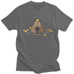 Funny Cute Capybara T-shirt Animal Pattern - Gray, XS