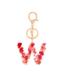 Petal Resin Keychain English Alphabet Pendant - W